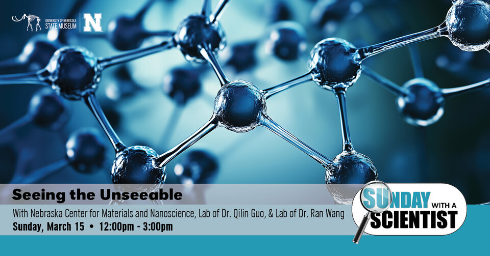 Sunday with a Scientist promotional graphic with nanoparticles and event logo.